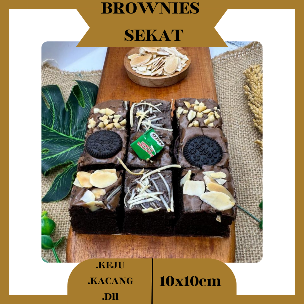 

Brownies Sekat Isi 9 / Brownies Panggang Shiny Crust / Brownies Mini / Kacang / Keju /Almond