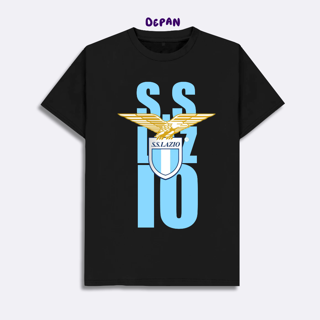 T-Shirt Kaos Bola Lazio Kaos Premium SS Lazio Biancocelesti Baju Fans Bola Lazio