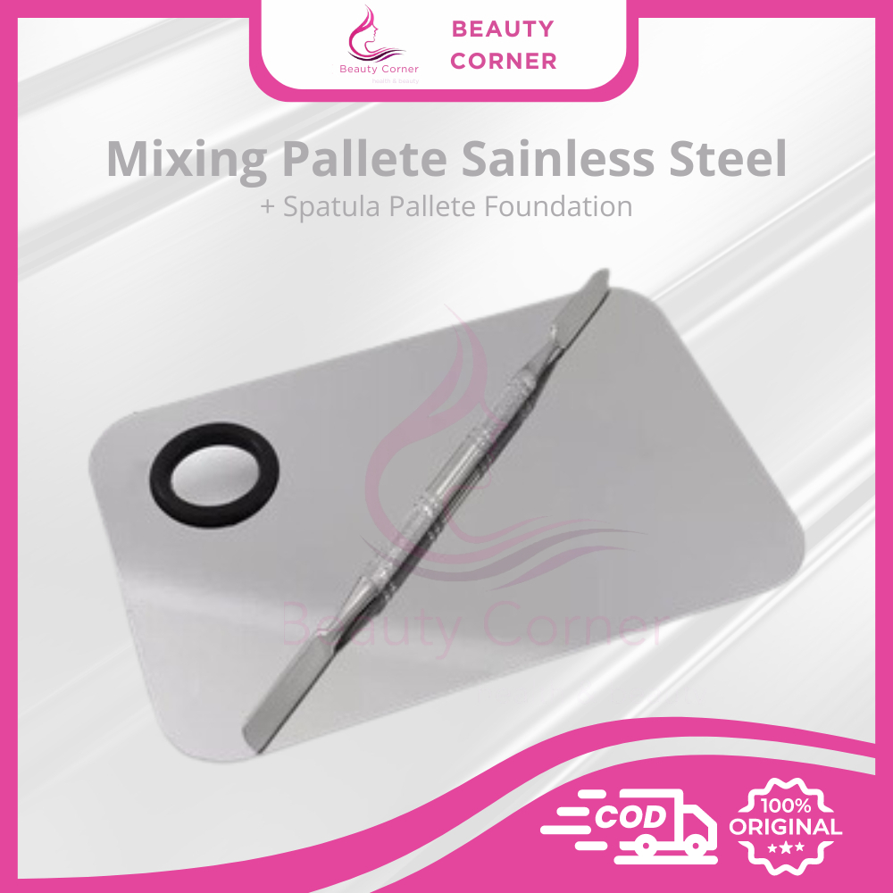 Mixing Pallete Stainless Steel+Spatula Pallete Foundation