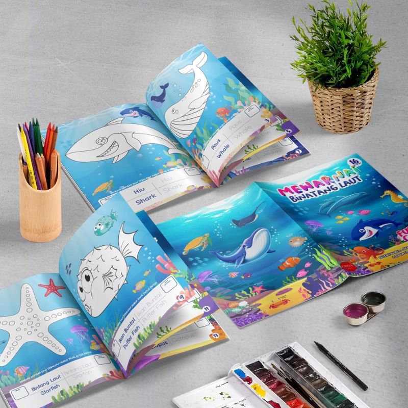 

Buku mewarnai full colour untuk PAUD & TK buku menggambar buku menggambar anak