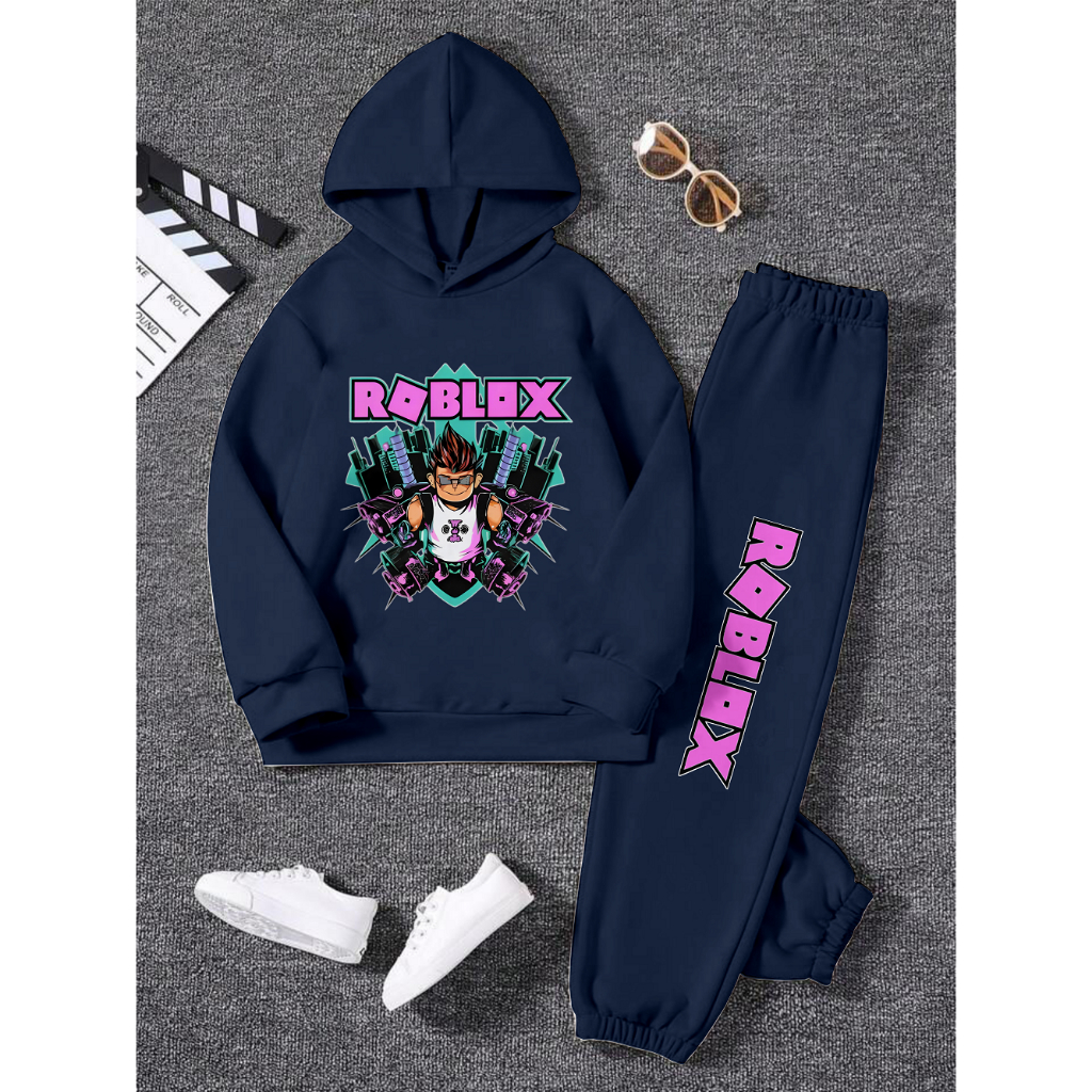 GG Setelan Sweater Hoodie Topi Anak Remaja Gambar Robux