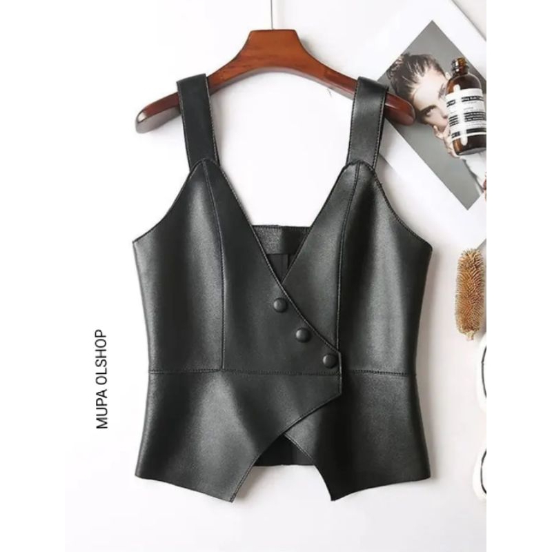 rompi kulit wanita / rompi kulit wanita Korean style / vest Leather / chace / outfit dance K-Pop