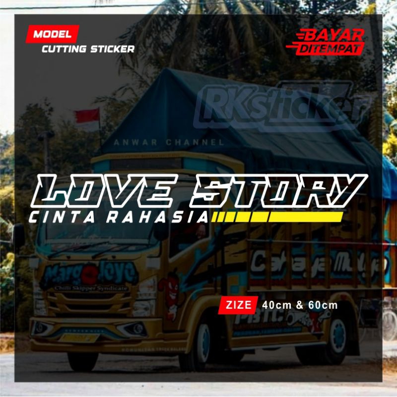 Stiker kaca Truk Love Story stiker cutting kaca mobil truk keren