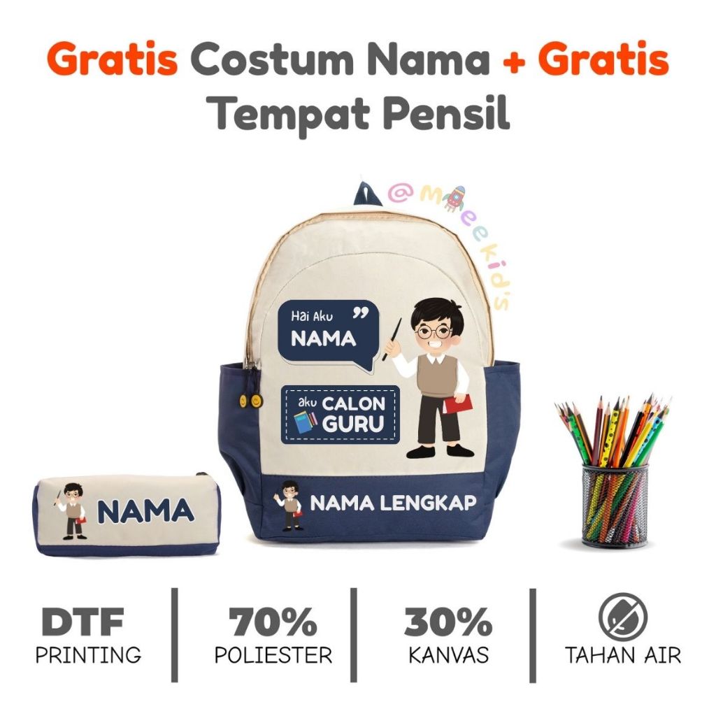 Mieekid's - Tas Sekolah Anak Laki-Laki Custome Karakter Calon Guru TERMURAH