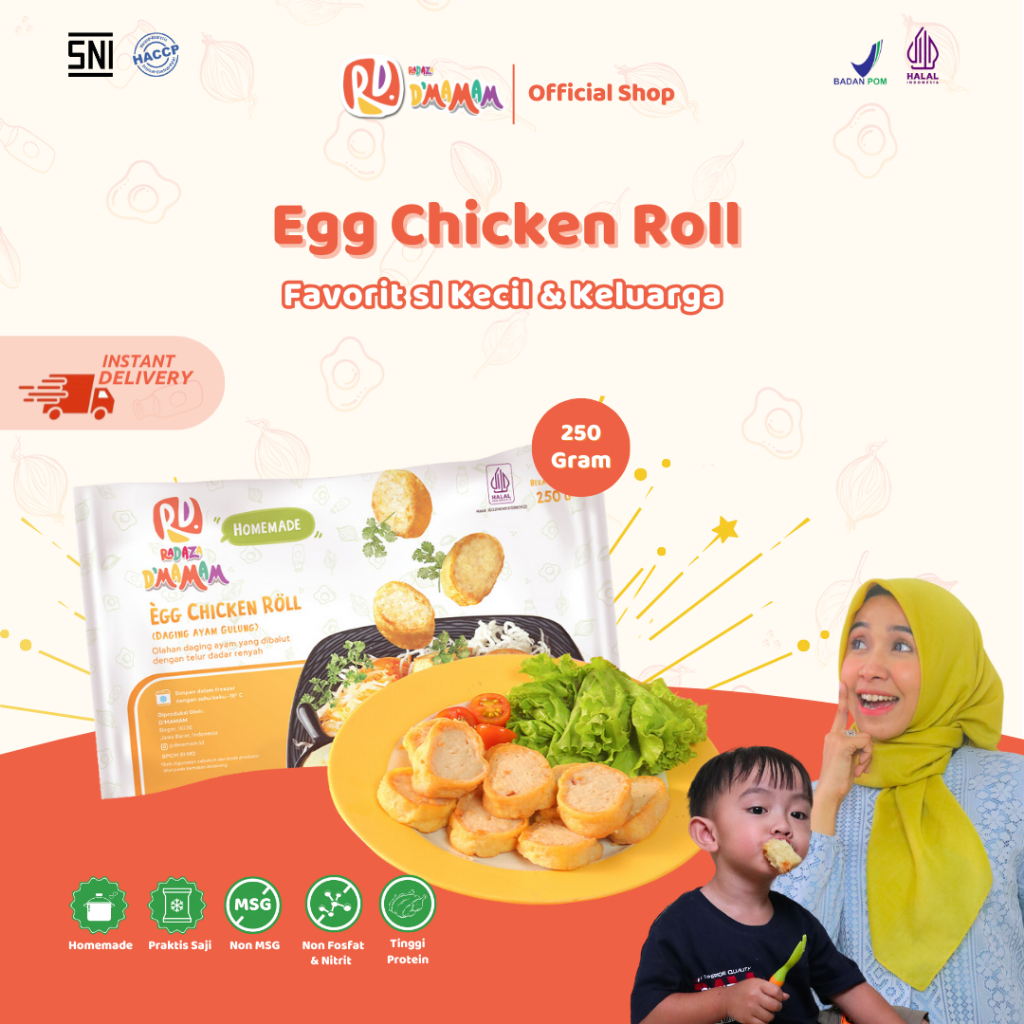 

Radaza D'MAMAM Egg Chicken Roll 250g Bento Frozen Anak MPASI Homemade Non MSG No Pengawet BPOM HALAL