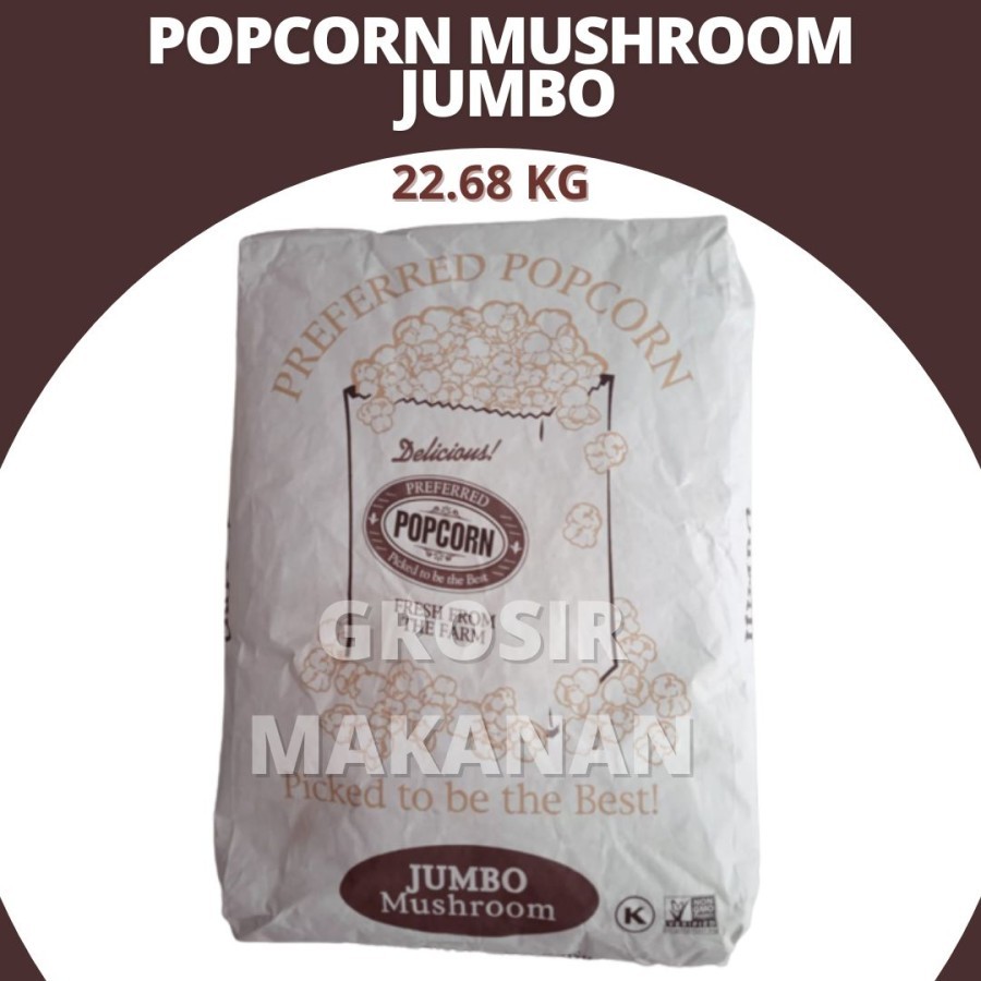 

Popcorn Mushroom Jumbo 1 Sak / Biji Jagung Popcorn Besar 22.68 Kg