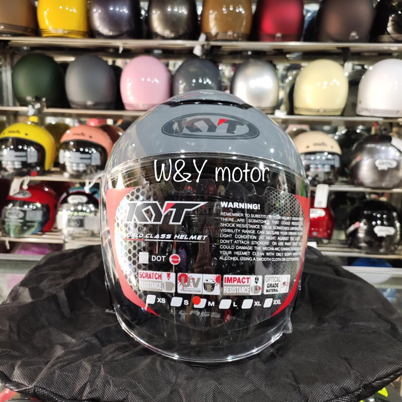 Helm KYT Kyoto R Solid Grey Glossy Half Face - Abu Abu Glossy