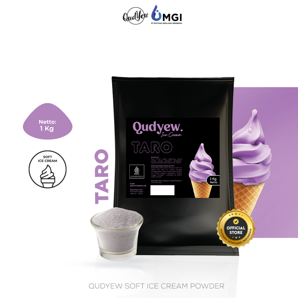 

Qudyew Ice Cream Powder Taro 1 Kg / Bubuk Es Krim 1Kg Premix Soft Ice Cream Powder Talas