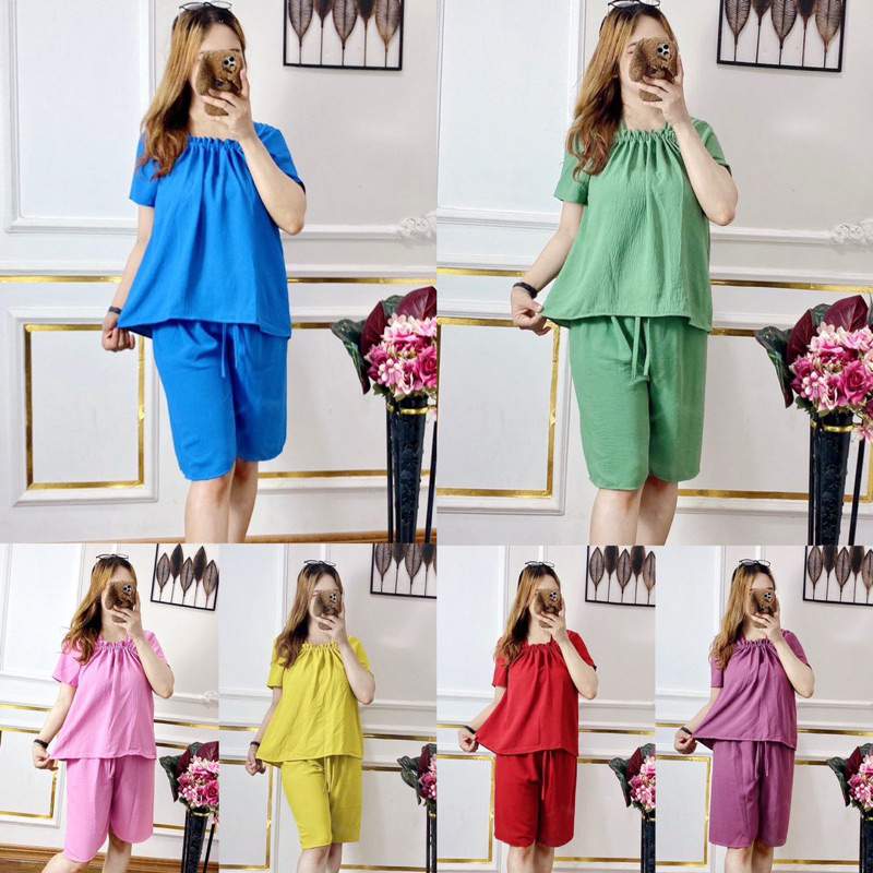 OBRAL MURAH SETELAN KULOT POLOS BAHAN CRINKLE JUMBO LD 110cm