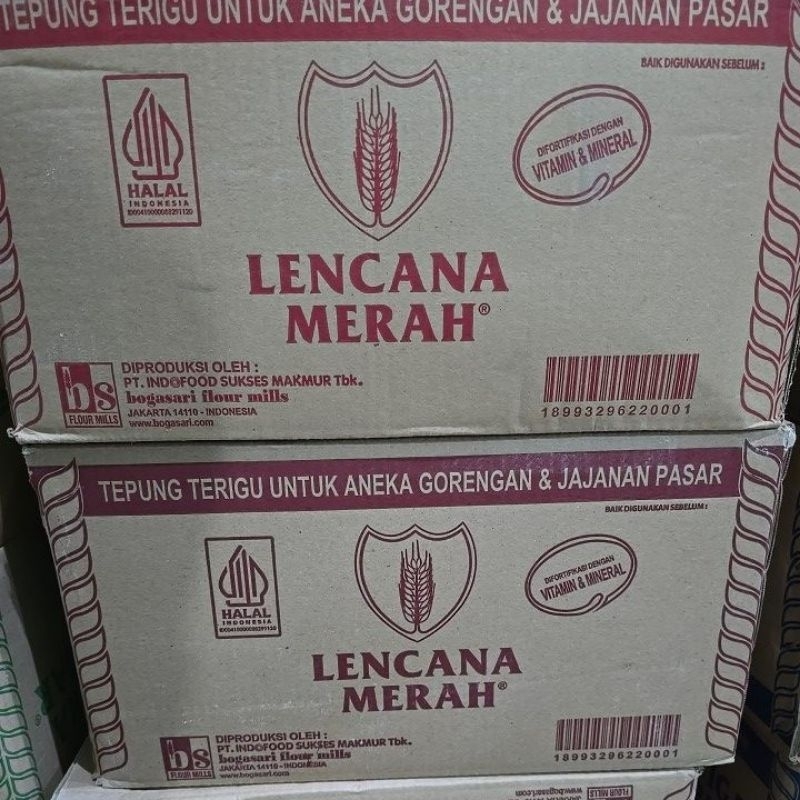 

Tepung terigu lencana merah bogasari 1 dus isi 12 pcs