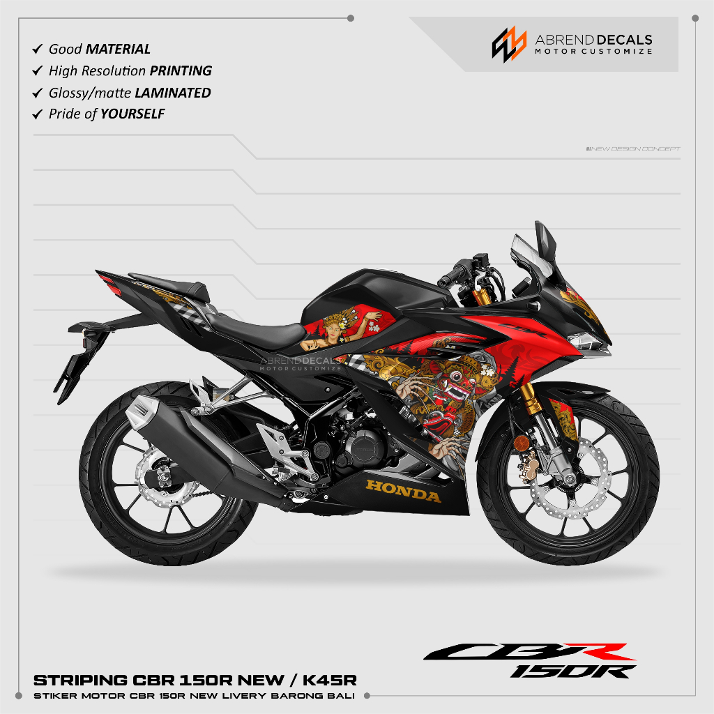 STRIPING CBR 150R NEW BARONG BALI / STIKER MOTOR HONDA CBR 150 K45R 2021 - 2023 BALI / STRIPE CBR