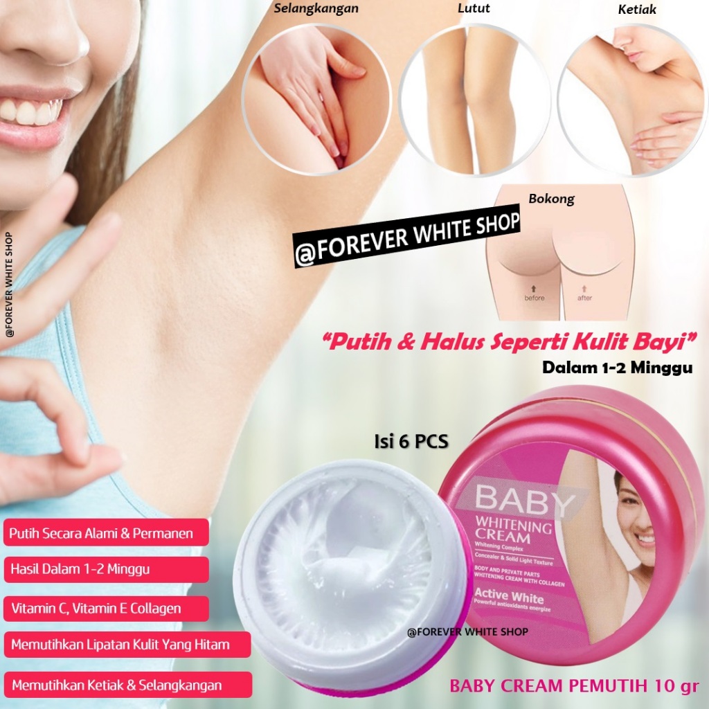 6 Pcs Termurah  Whitening Cream Armpit Deodorant Krim Pemutih Ketiak Alami FW Shop / Pemutih Badan P