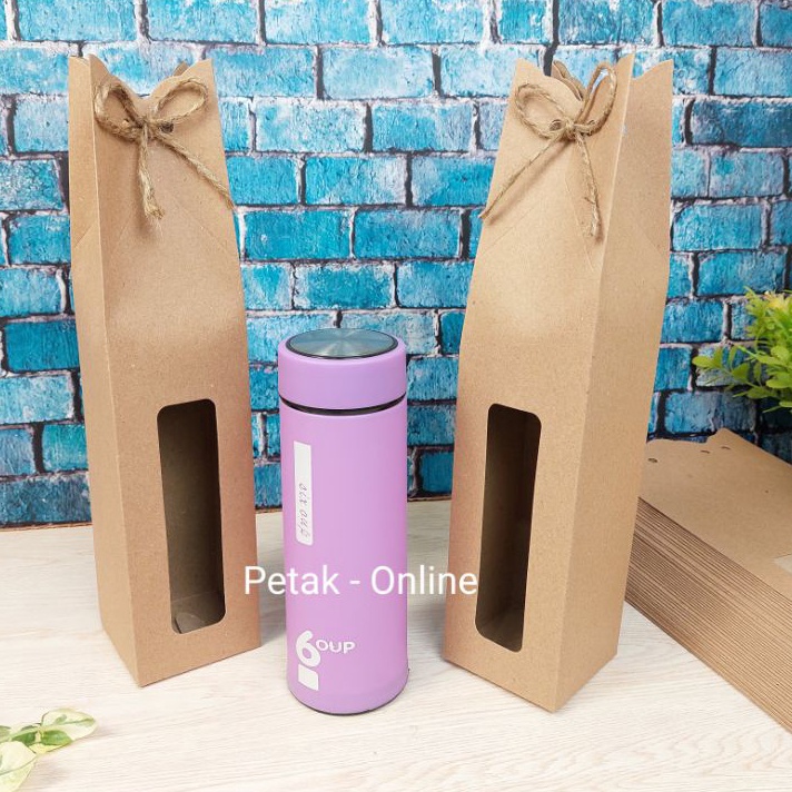 

TERUPDATE 25 Pcs Box Kemasan Botol Tumbler Kraft Papper Bag 7x3 cm