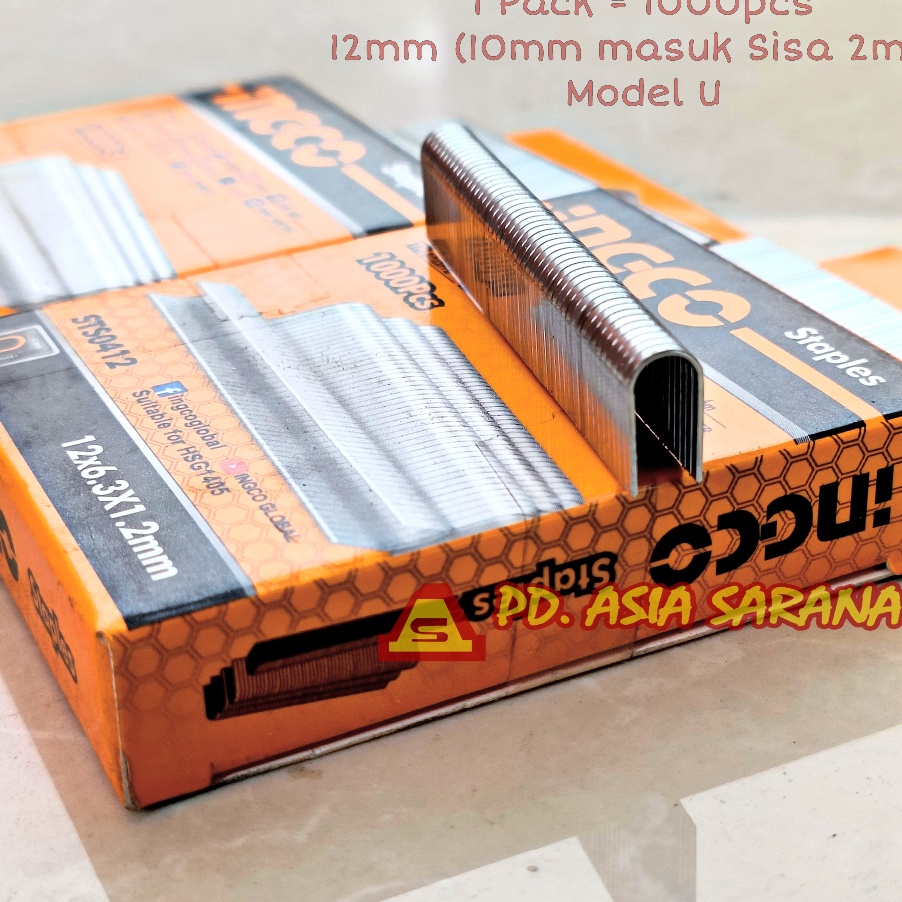 

Refill U Staples 12mm INGCO STS412 Isi Steples Stapler Tembak HSG145