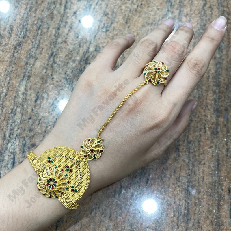 Gelang India Kembang 1 Cincin EMAS ASLI Kadar 700 16K