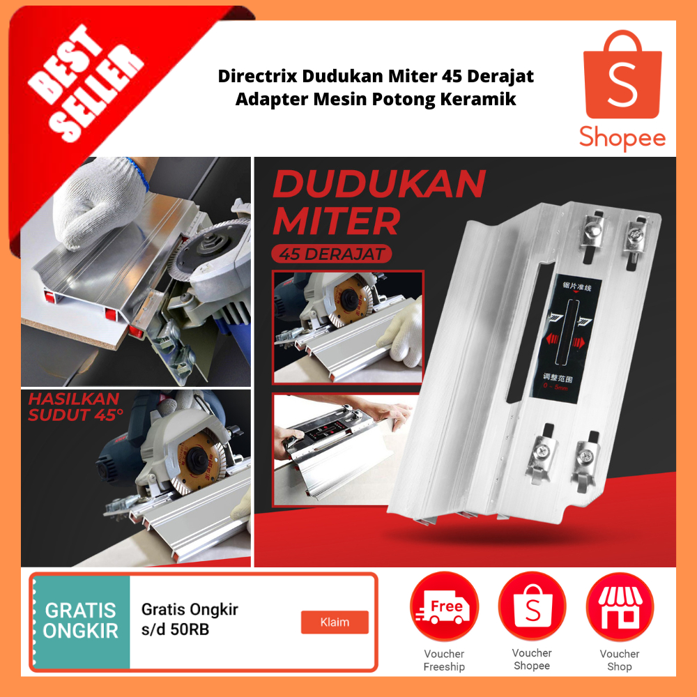 Dudukan Miter 45 Derajat Adapter Mesin Potong Keramik / Mesin Talang Dudukan Pemotong Keramik Sudut
