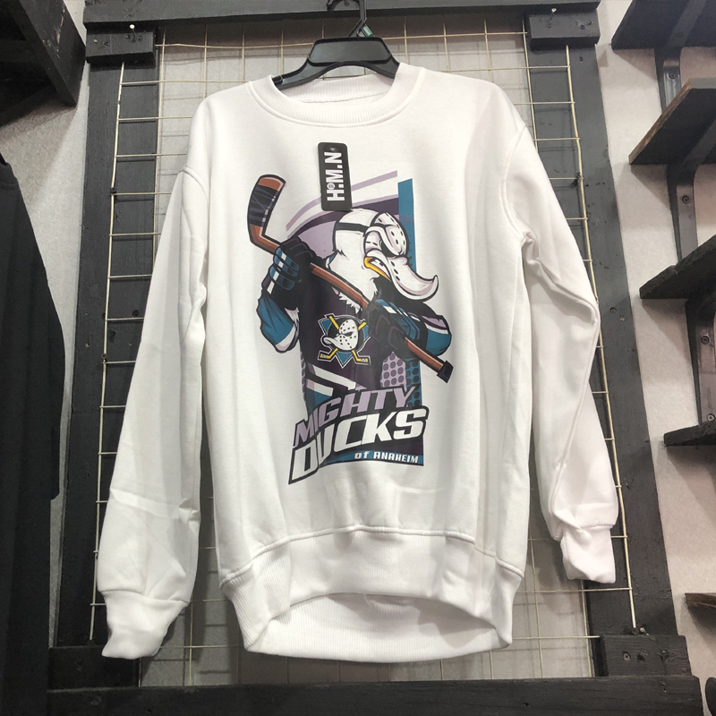 Sweater Mighty Ducks of Anaheim Crewneck Bahan Cotton Fleece