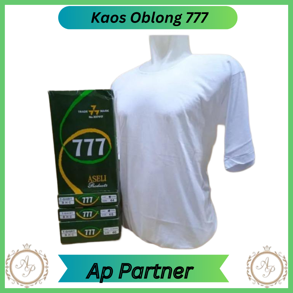 1 Pcs Kaos Oblong Polos Pria Dewasa Katun Jumbo Merk 777 Bahan Katun Lembut | Oblong Laki Laki Putih