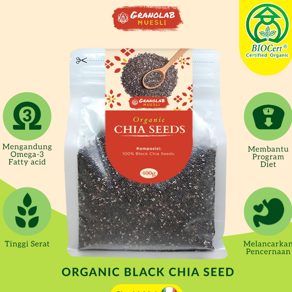 

KUALITAS SUPER Organic Black Chia Seed Chiaseed Organik Mexico Granolab Muesli