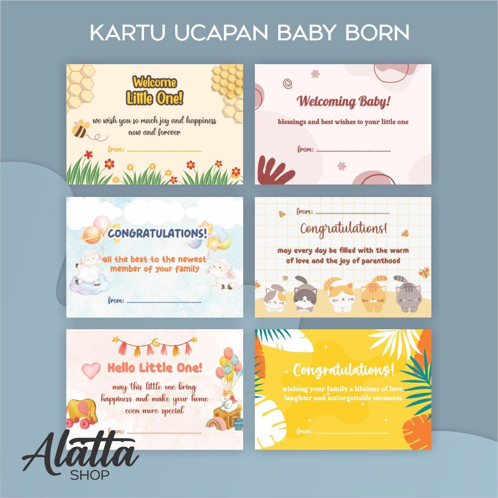 KARTU UCAPAN BABY BORN Card Kartu Ucapan Kelahiran Bayi Greeting Card Baby New Born 4 pcs