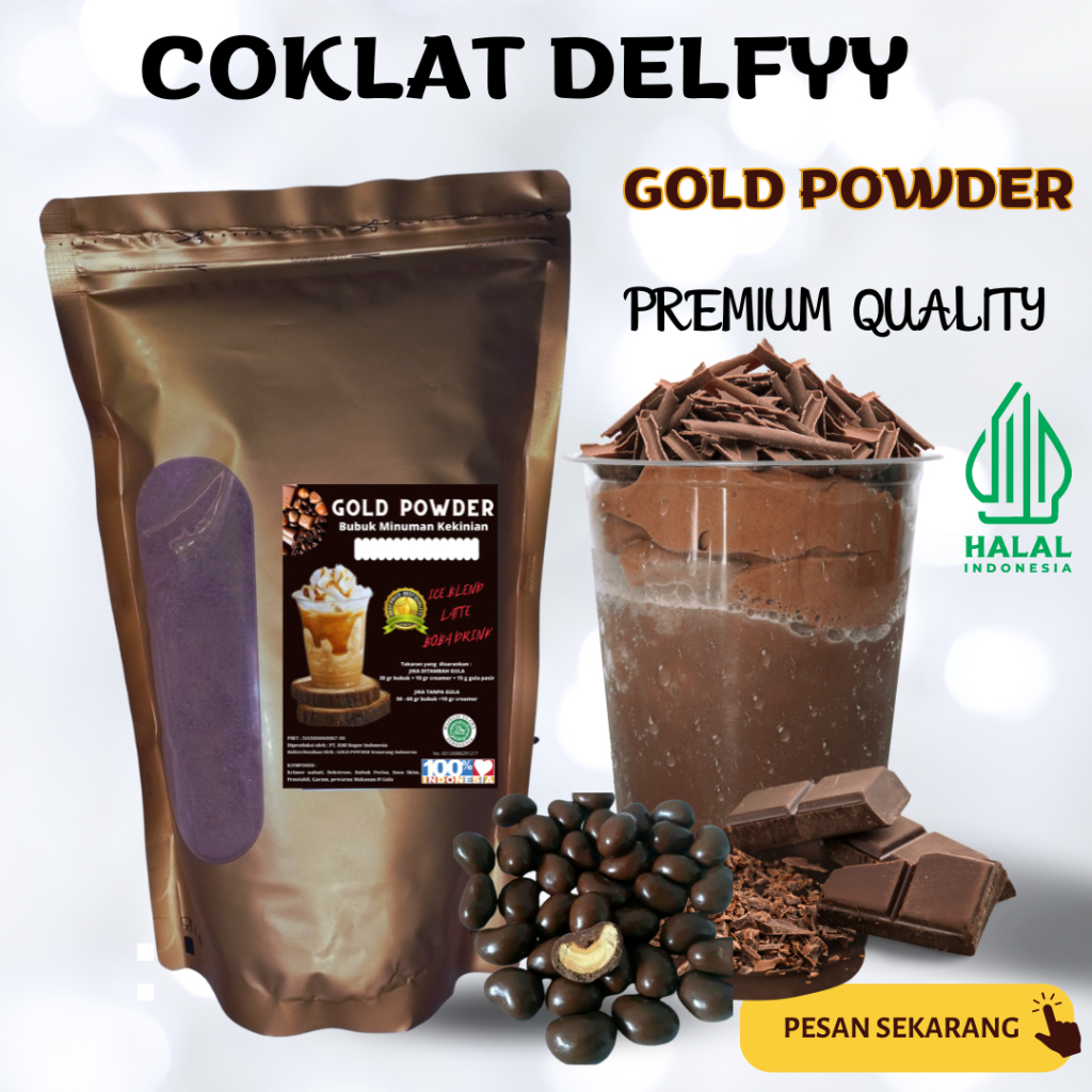 

GOLD Powder 1 Kg RASA COKLAT DELVY | DELF Minuman Bubuk Instan | Bubuk Aneka rasa powder drink