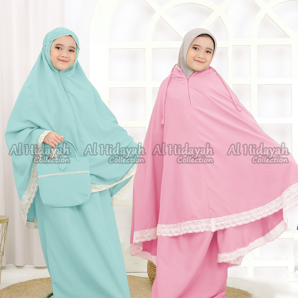 Mukenah 2 in 1 Anak Tanggung SD SMP Mukena Resleting Dagu Katun Premium