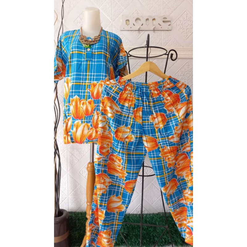 Setelan Celana panjang rayon jumbo saku samping