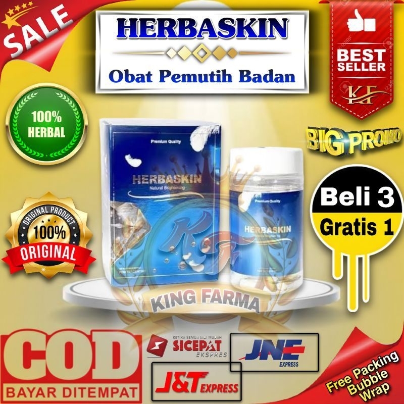 HERBASKIN Original 100% Suplemen Kecantikan Pemutih Badan (50 Kapsul) Asli BPOM PERMANEN