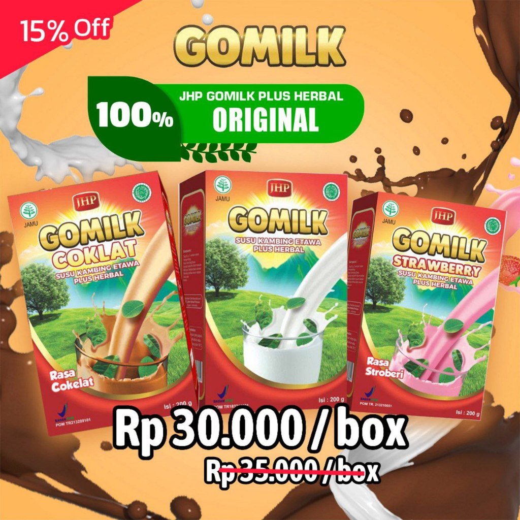 

GOMILK Susu Kambig Etawa Plus Herbal Dairy Milk Coklat Stroberi Original 200g