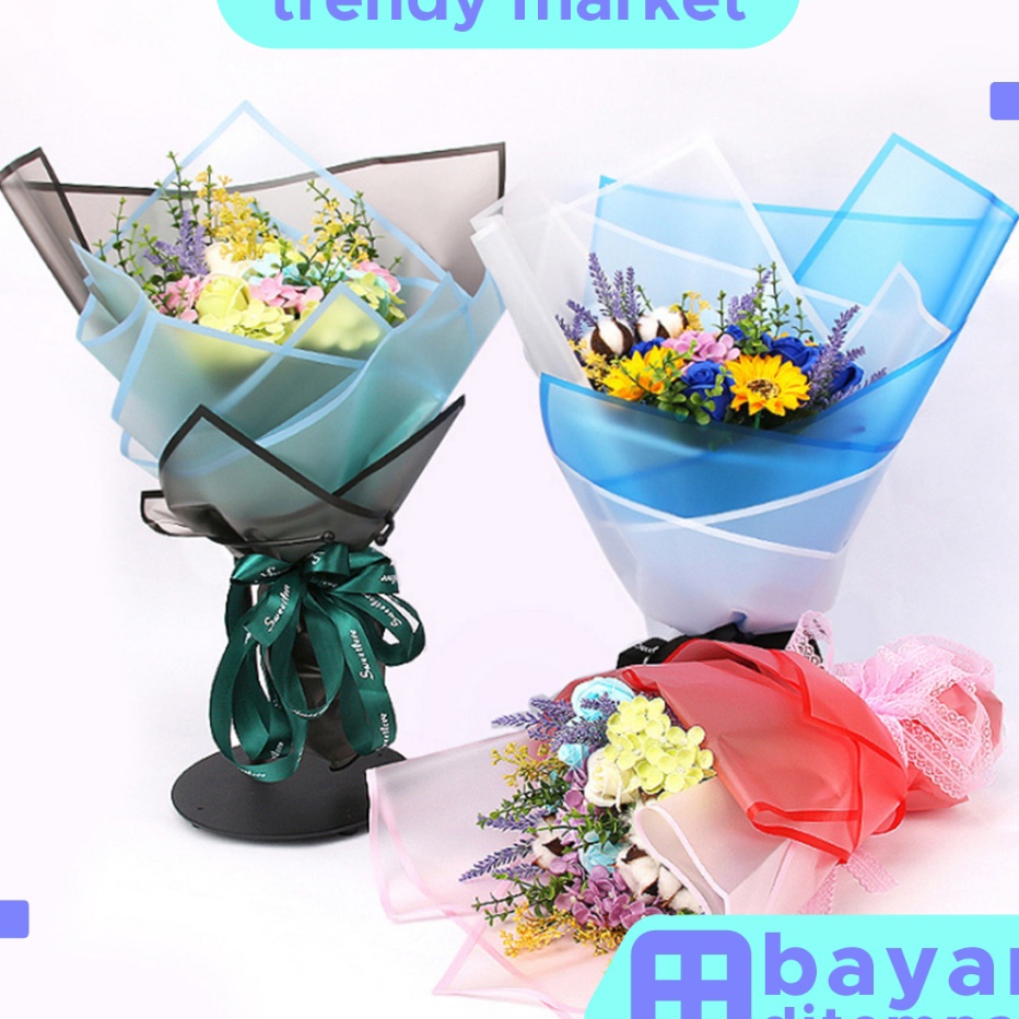 

UNIK 2 LEMBAR Flower Wrapping Paper Transparan List Kertas Buket Bunga Korea Cellophane KB5