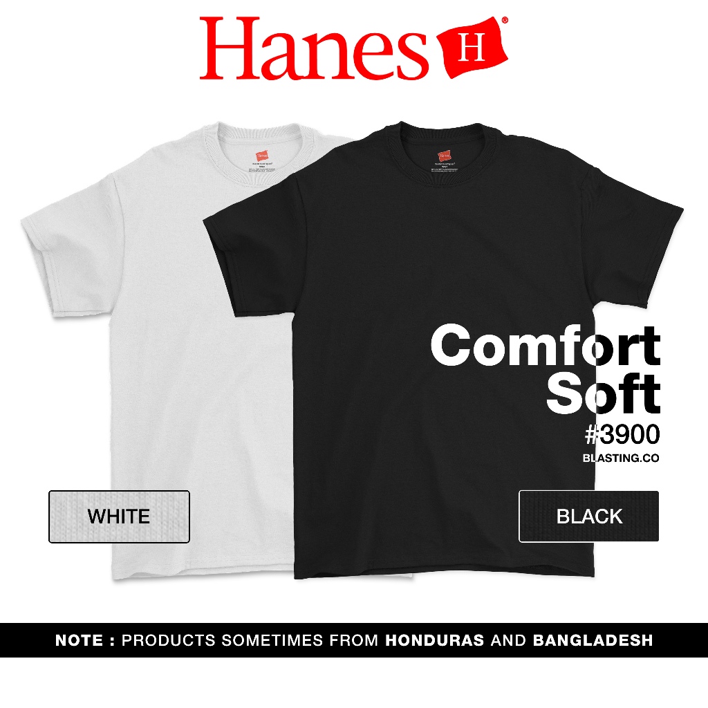 HANES COMFORT SOFT Kaos Polos Pria dan Wanita Lengan Pendek Cotton Premium 24S 30S S-2XL -3900