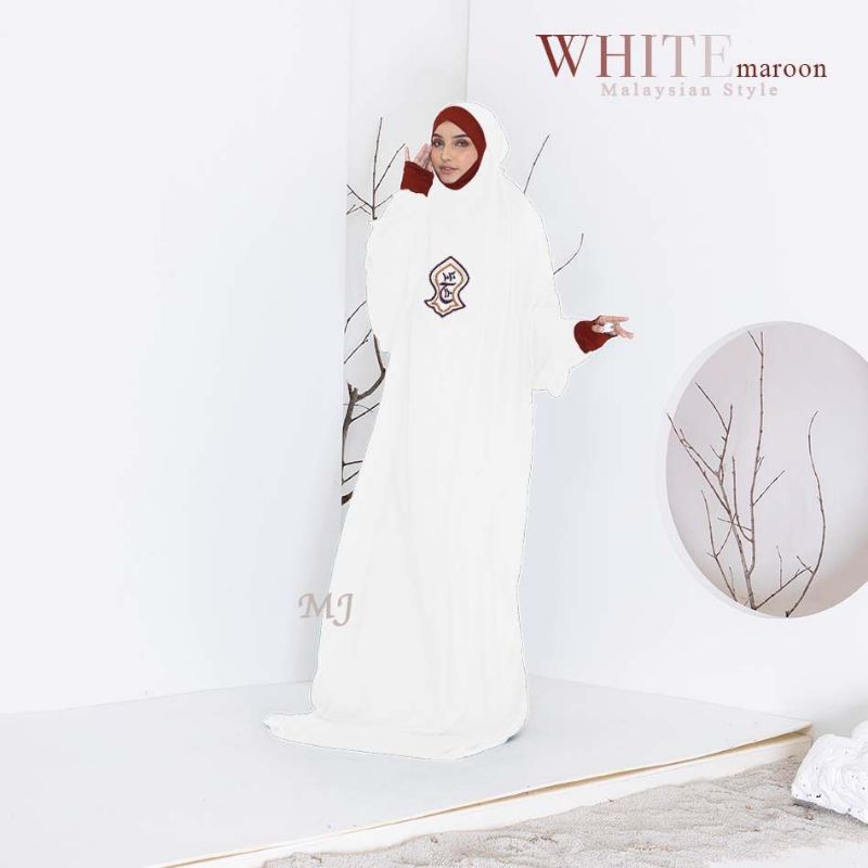 mukena terompah putih manset