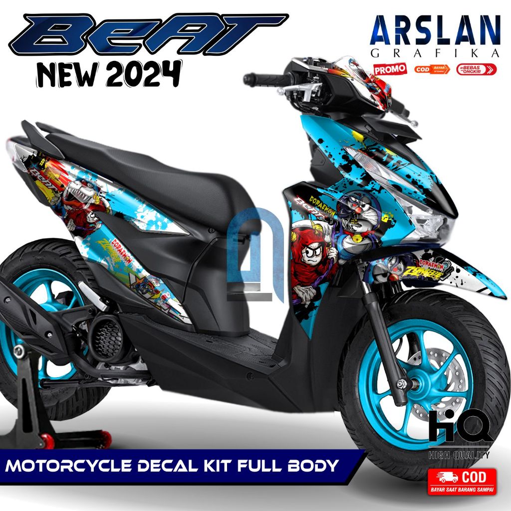 Decal Beat 2024 Full Body / Stiker Motor Beat 2024 Fullbody / Dekal All New Beat 2024 Doraemon Zombi