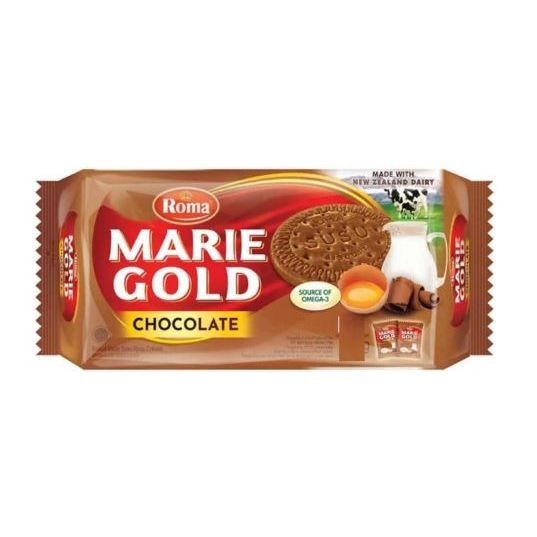 

Roma Marie Gold Cokelat Susu Biskuit isi 6 Multipack 132G