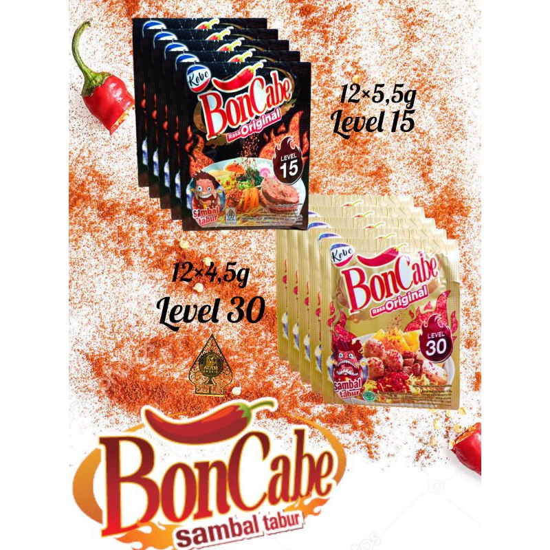 

KOBE Boncabe Level 15 isi 5,5 gr & Level 30 isi 4,5 gr 1renteng 12sachet
