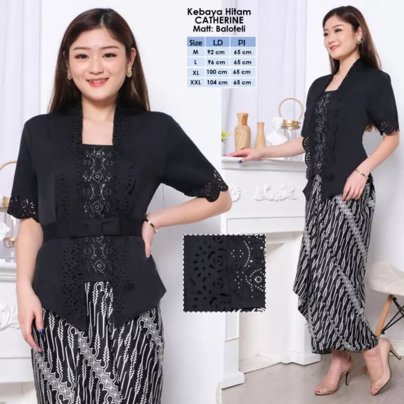 atasan kebaya encim modern lengan pendek edisi warna hitam