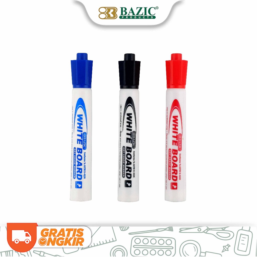 

Bazic Dry Erase Whiteboard Marker (Satuan) Chisel Tip - Spidol Papan Tulis