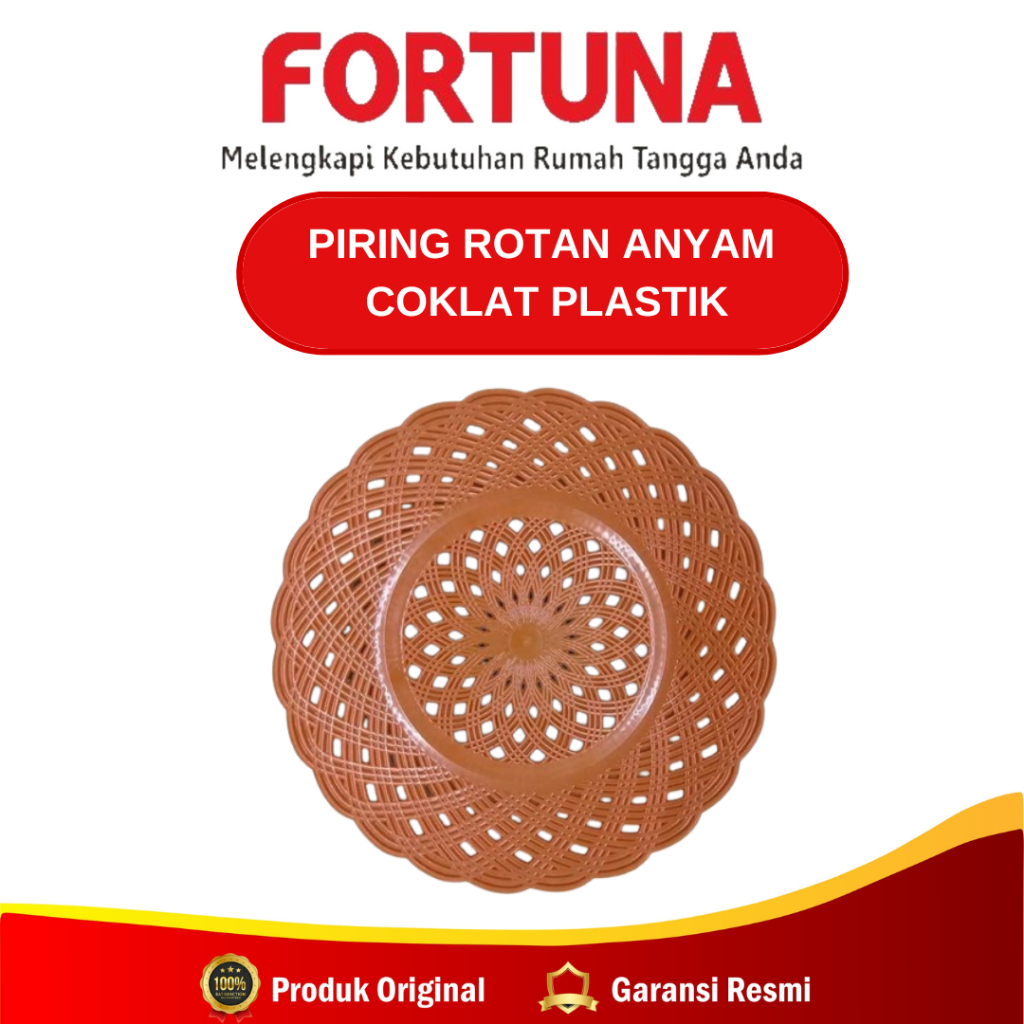 Piring Rotan Anyam Plastik 1 Lusin/PR ANYAM COKLAT 10 (12 PCS)