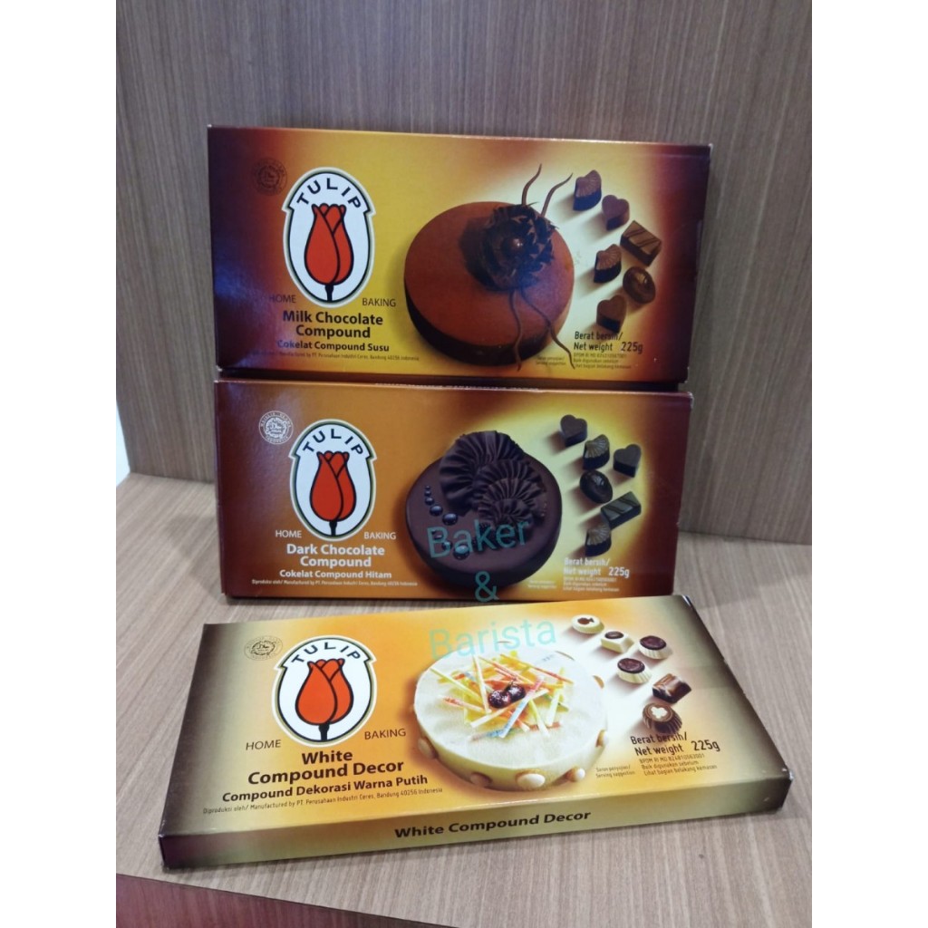 

Tulip Chocolate Compound Dark Milk White Cokelat Hitam Susu Putih Bahan Baking Campuran Kue Cake Mix
