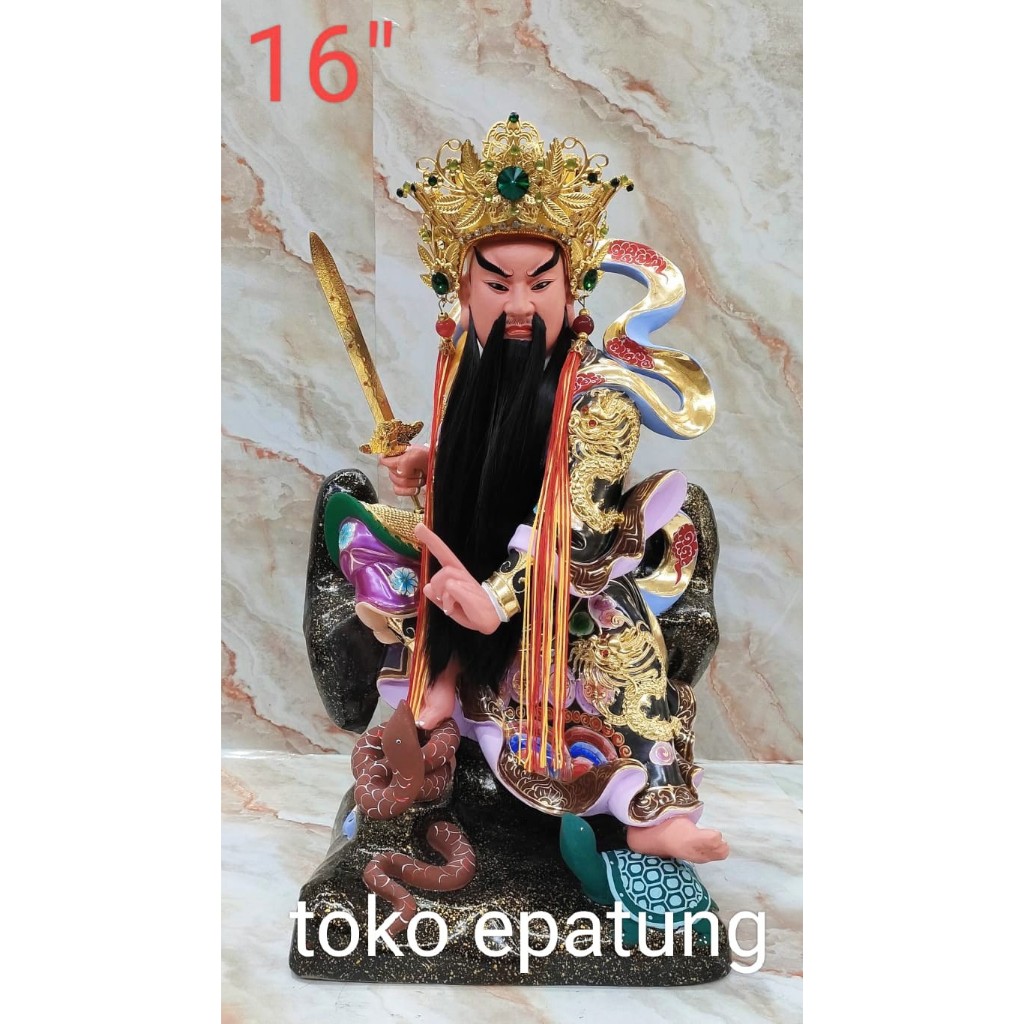 patung dewa Siong Te Kong / Hian Tian shang - kayu taiwan - 16 inch -l