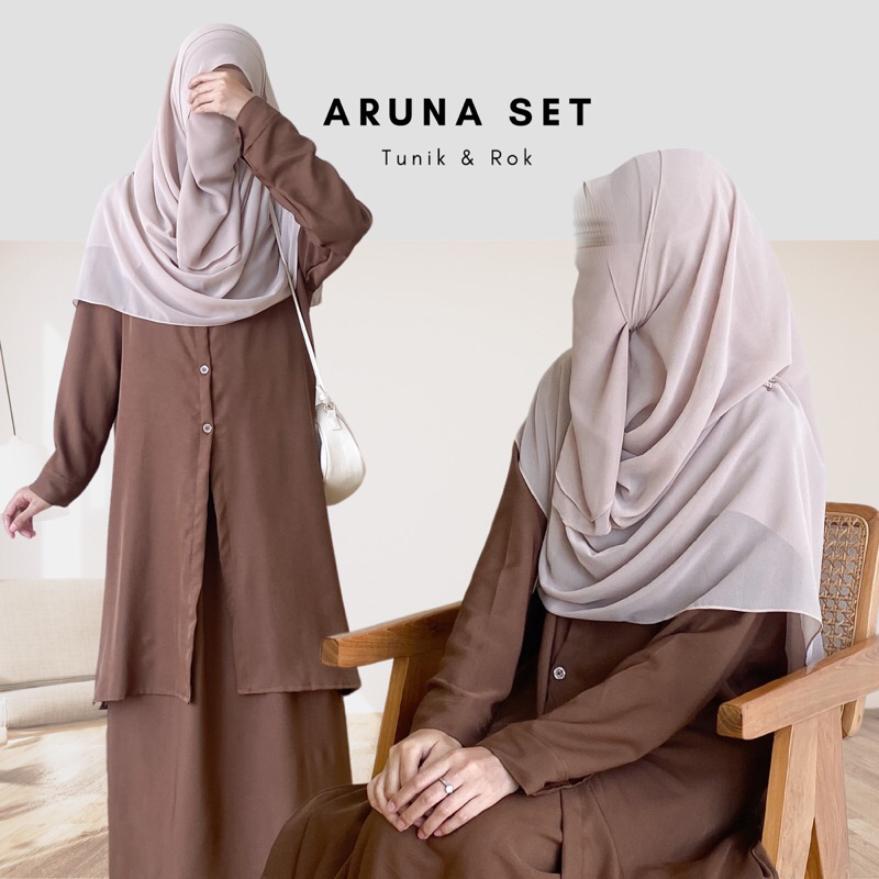 RIHIJAB - Aruna Set Tunik Rok  | Oneset baju kurung wanita