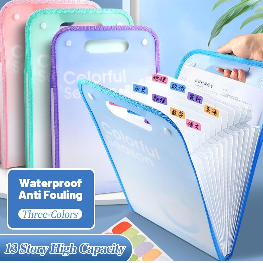 

(belanjaonlineku)Tas file Handle Warna Transparan Anti Air Multi Layer Folder Tas File 13 Sekat Map Tas Dokumen A4 Folder Map Kerja Document