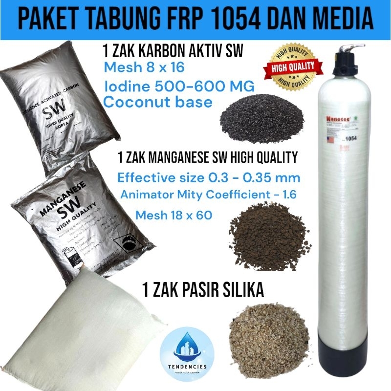 PAKET TABUNG FRP 1054 / PAKET FILTER AIR TABUNG FRP 1054 (PASIR SILIKA + MANGANESE ZEOLITE + KARBON