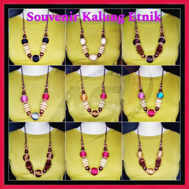 ‼️TERBARU MINIMAL 10PCS‼️GROSIR SOUVENIR KALUNG ETNIK MANIK KAYU ELEGANT SOVENIR KALUNG HIJAB/NON HI