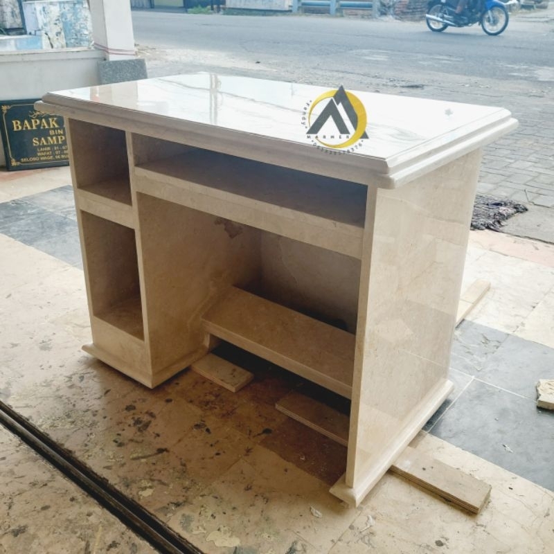 Marmer putih krem meja kerja meja kantor batu asli marmer super berkualitas