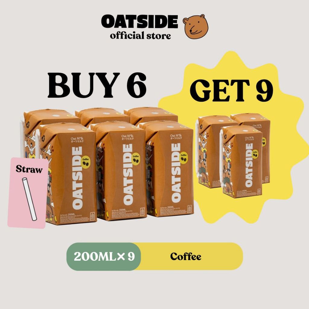 

[BUY 6 GET 9] OATSIDE Mini Straw Oat Milk Coffee 200ml (Kemasan dengan Sedotan) | Susu Oat Rasa Kopi