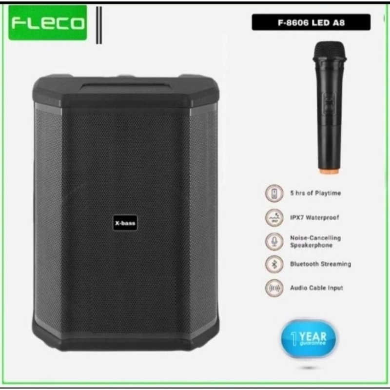 Speaker Bluetooh Karaoke Fleco F - 8606 AB LED Bonus 1 Mic