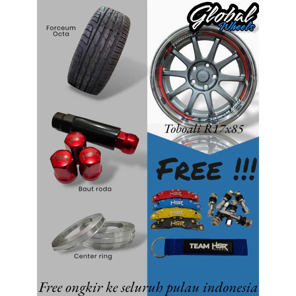 HSR velg R17 lebar 85 pcd 5x114,3 paket lengkap velg ring 18 innova reborn, terios, rush dll