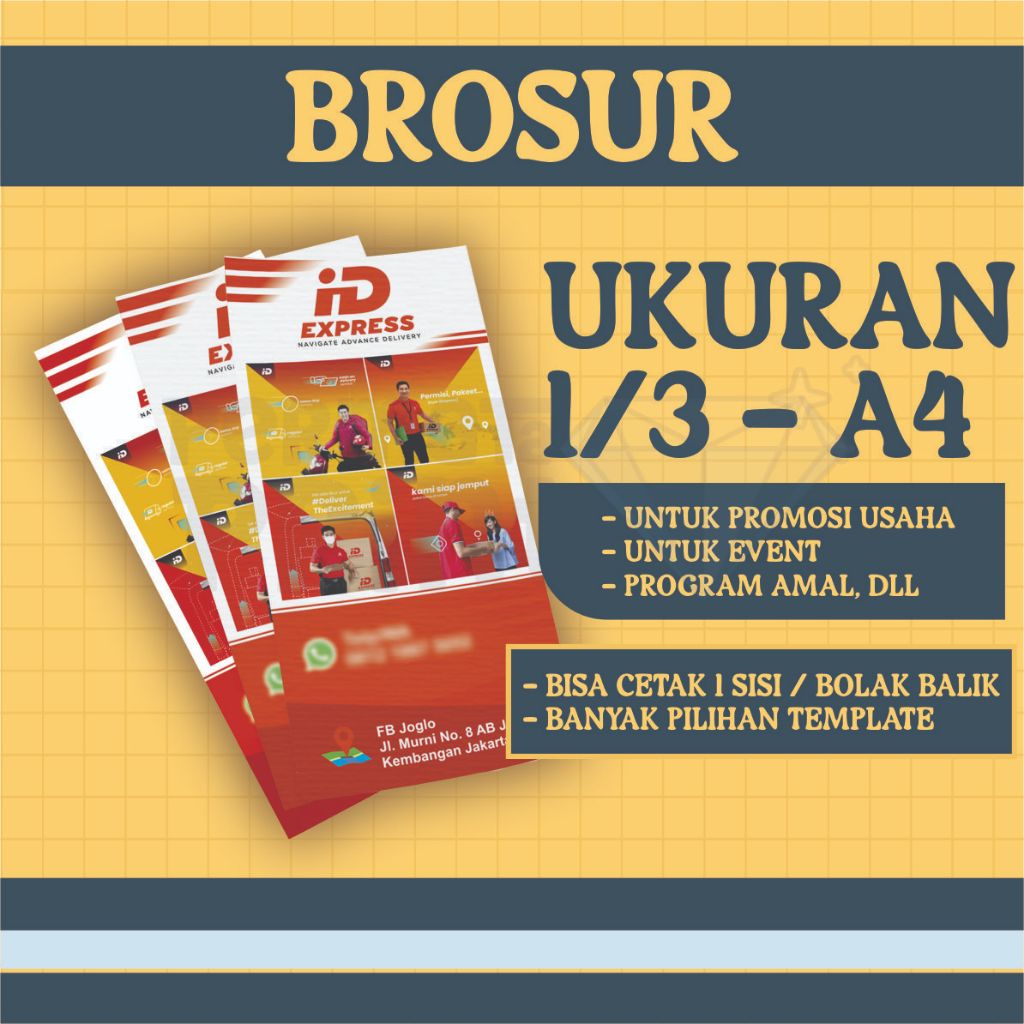 

Print Brosur Ukuran 1/3 A4 Custom Cetak Bolak Balik / Cetak Brosur Promosi Free Design Murah