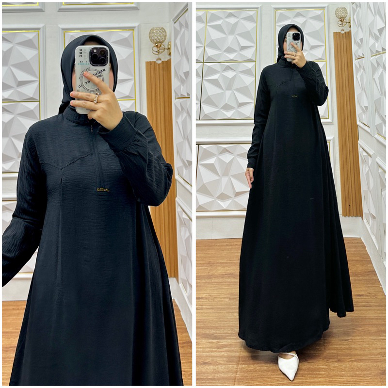 ALDI BUSANA - (SALE) Alya Dress Basic Gamis Polos Crinkle Airflow Premium Wanita Muslim Dewasa Remaj